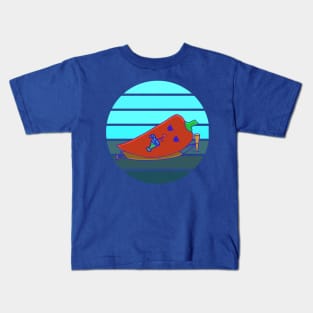 Kawaii Chilling Red Pepper - Vintage Sun Beachlife Kids T-Shirt